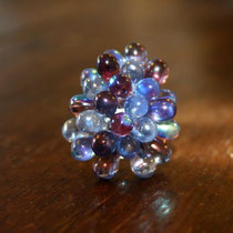 Bague gouttes aux tonalités azur, crystal & prune       Laure