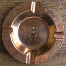 4989 Navajo Die Stamped Trading Post Copper Ash Tray c.1950 3.5" $65