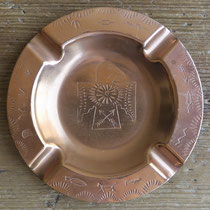 4539 Navajo Die Stamped Trading Post Copper Ash Tray c.1950 3.5" $65