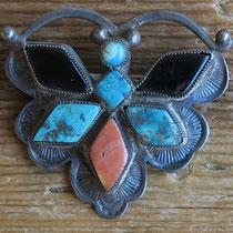 4177 Navajo/Zuni Butterfly Pin c.1930-50 1.25x1.5" $195
