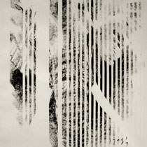 Oussema Troudi, Carthage III-II, Fusain et découpage sur papier, 100x70cm, 2009.
