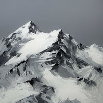 berg vor grau - acryl auf leinwand,  H 130 x B 130 cm