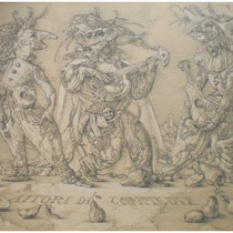 "Attori di Komedie", 120 x 80 cm; Bleistift auf Hartfaser; 2015.