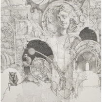 "Labyrint", 80 x 90 cm; Bleistift auf Hartfaser; 2009.