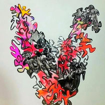 Yamoto, 70x90cm, collage op doek, verkocht