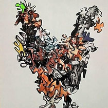 Yakido, 70x90cm, collage op doek, verkocht