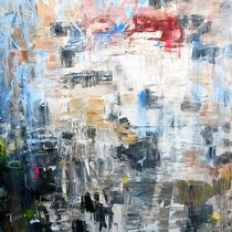 De hemel boven Amsterdam, 90x120cm acryl op doek, verkocht