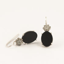 earrings, concrete, onyx, silver