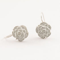 earrings, concrete flower, silver