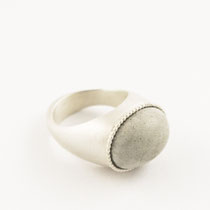 ring oval big, silver, concrete