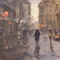 Lange Poten, regen. Aquarel. 55 x 100 cm