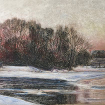 Isar am Flaucher - Pastell - 70 x 50 cm