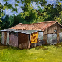 "grange" Acrylique sur papier toilé,  13x18cm   2023