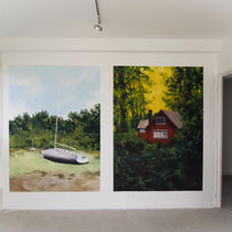2030, chronique d'un effondrement.  Villebois Lavalette ( 16) 2021 Chronique d’un effondrement.Acrylic on wall . Petite exposition au sein du collège College Henry Martin / Villebois Lavalette, dans un ancien appartement de fonction transformé en galerie 