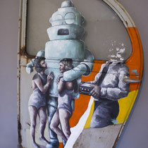 Pussycat Dolls / huile et acrylique sur portière de 2CV 2017