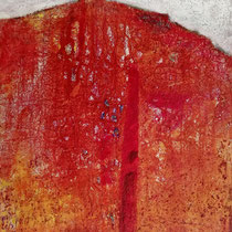 Gedankenberg rot   100x80cm    Leinwand, Steinmehl, Pigmente, Tusche