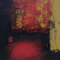 Herzwohnungen  100x80cm   Leinwand, Steinmehl, Pigmente, Tusche