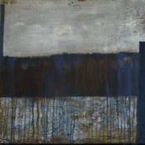 Geräusche einer Bruchstelle    80x89cm  Leinwand, Mischtechnik, Steinmehle,Pigmente
