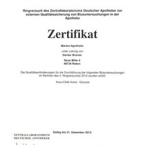 Zertifikat "Durchführung von Blutuntersuchungen in der Apotheke" | Marien-Apotheke Reken