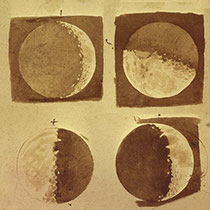 Dibujos hechos por Galileo de las fases de la Luna.