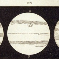 Dibujos de Cassini sobre la mancha roja de Júpiter.