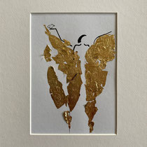 Alltagsengel IX, VERKAUFT  Blattgold und Tusche auf Papier, in goldfarbenem Rahmen, inkl. Rahmen  32 x 23 cm