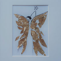 Alltagsengel XXIII, VERKAUFT  Blattgold und Tusche auf Papier, in goldfarbenem Rahmen, inkl. Rahmen  32 x 23 cm