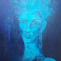 "Dame in Blau", Acryl auf Leinwand, 200 x 140 cm