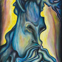 Il patriarca, 2018, tenìcnica mista su taviola, 60x110