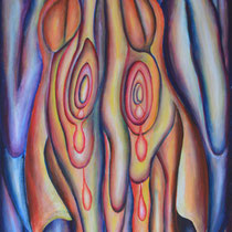 Separazione, 2017,  Tecnica mista su tavola 50.5x125.5cm 