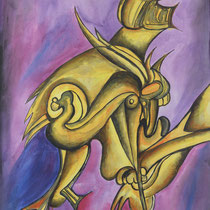 Uccelli danzatori, 2011, tecnica mista su tavola, 94x134