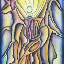 Viaggio spirituale, 2016, tecnica mista su tavola, 70x100