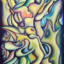 Condivisione, 2016, Tecnica mista su tavola, 70x100