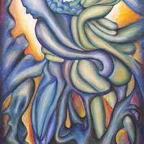 Il rapimento di Persefone, 2019, tecnica mista su tavola, 60x110