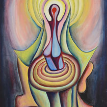 La nascita di flora, 2014, tecnica mista su tavola, 85x130