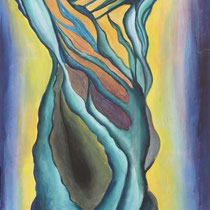 dea della natura, 2014, tecnica mista su tavola, 56x126