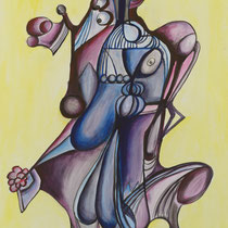 Falsa regina, 2012, tecnica mista su tavola, 100x126