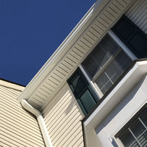 Gutters and soffit from below