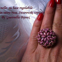 anello rosa bombato swarovski