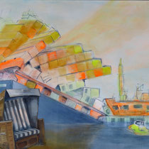 ohne Titel, Acryl auf Leinwand, 2020/25, 90 x 110 cm