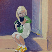 Fabi et son chat, 57x64