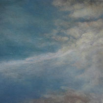 Nuages et traces d'avion - acrylique sur bois - 30,5x45 cm - 2012 - M - Pavlïn