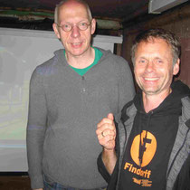 Der Landesvorsitzende der GRÜNEN, Ralph Saxe zu Gast beim Tunnelblick, rechts Ulf Jacob (LiF).