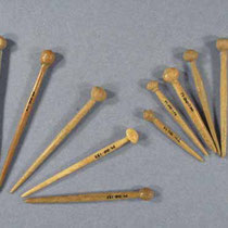 Bone pins used to secure the elaborate hairstyles favoured by Roman women and probably also to secure loosely woven cloaks