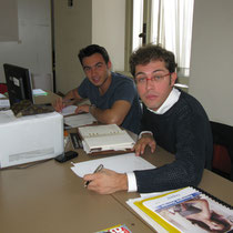 Nicola Mirigliani e Raffaello Tonon nella redazione di Salsomaggiore