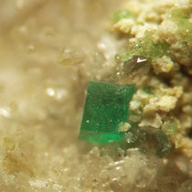 tafliger Tobernitkristall BB ca. 4 mm