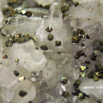 Chalkopyritkristalle auf Calcit