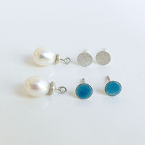Varianten 1-4. Die Ohrstecker können einzeln getragen werden oder man kann sie mit den Perlen kombinieren ( in die Öse einfädeln )