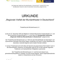 Urkunde - Immaterielles Kulturerbe