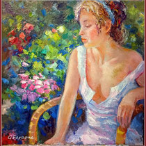 Rose among the roses Olio su tela cm 60 x 60 (Codice F10)